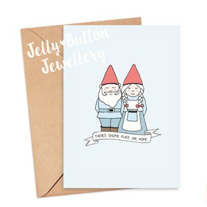 Il ya Gnome Place Like Home - nouvelle maison, merci, blanc, compliment, pendaison de crémaillère, nouvelle maison