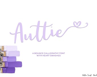 Auttie Script Font - Handwritten Font - Commercial Use Font - Feminine Font - Cursive Font - Calligraphy Font - Heart Font - Heart Swashes
