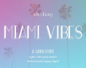 Miami Vibes Sans Font - Sans Serif - Art Deco Font - Branding Font - Clean Font - Artsy Font - Vintage Font - Logo Font - OTF Font