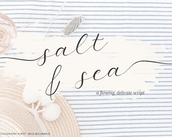 Salt and Sea Cursive Font - Script Font - Calligraphy Font - Logo Font - Wedding Invitation Font - Feminine Font - Instant Download Font