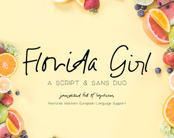 Florida Girl Script Font & Sans Font - Commercial Use Font - Whimsical Font - Feminine Font - Script Font - Signature Font - Cursive Font