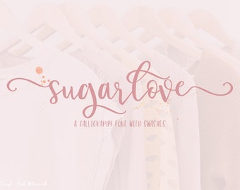 Sugarlove Script Font - Handwritten Font - Commercial Use Font - Feminine Font - Cursive Font - Calligraphy Font - Bounce Calligraphy Font