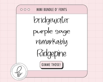 Crafty Sans Mini Bundle: Bridgewater, Purple Sage, Bemerkenswert, Ridgepine Schriftarten