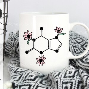 Caféine SVG - SVG de structure moléculaire - Science Svg - téléchargement immédiat Cricut - Cricut Svg - Svg de molécule de caféine - tasse à café SVG
