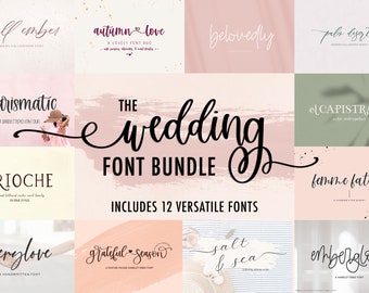 Wedding Font Bundle: 12 Versatile Script & Serif Fonts