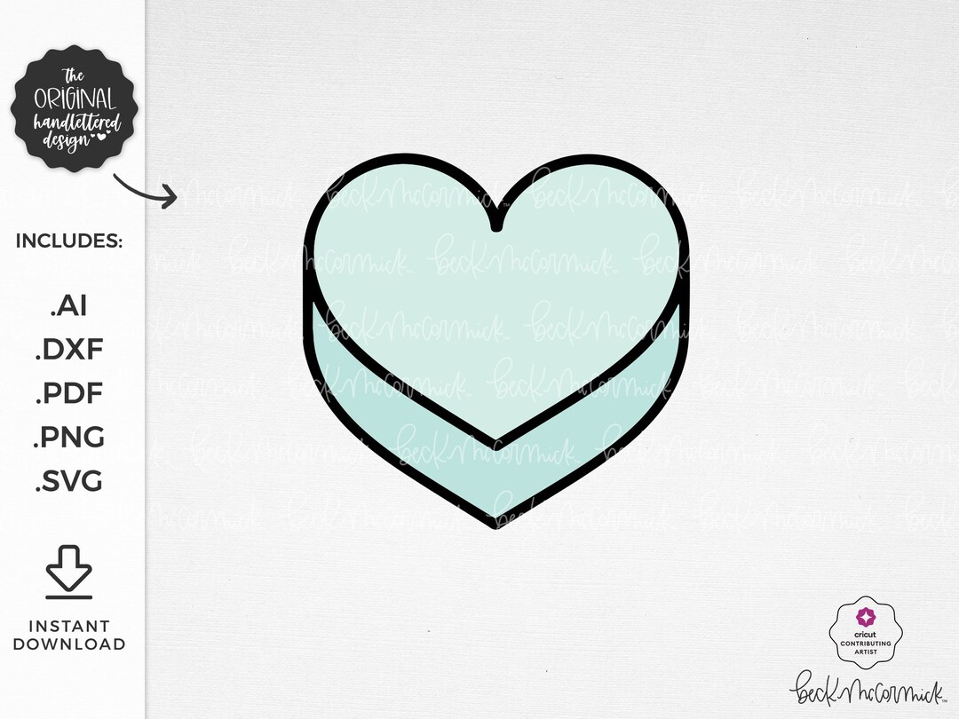 Blank Candy Heart SVG Valentine's Day SVG Silhouette Cut File Instant ...