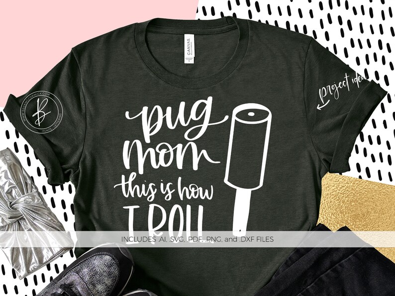 Download Pug Mom SVG This is How I Roll SVG Silhouette Cut File | Etsy