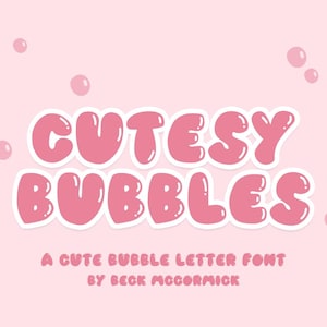 Fuente Cutesy Bubbles Sans: fuente divertida, fuentes para manualidades, fuente Goodnotes, letras de burbujas, fuente Procreate, fuente Cricut, fuente manuscrita peculiar