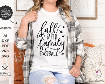 Fall Faith Family Football SVG File - Silhouette File - Cricut SVG - Instant Download Silhouette - Fall SVG - Autumn Svg - Football Svg