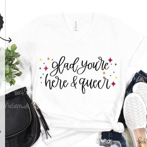 Ich bin froh, dass du hier bist und Queer SVG - Cricut SVG - Silhouette Datei - Handbeschriftete SVG