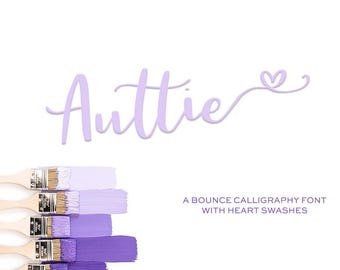 Auttie Font: Bouncy Handwritten Script with Heart Swashes