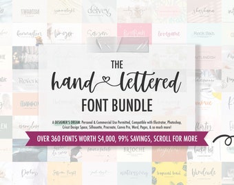 Handlettered Font Bundle - Planner Fonts - Farmhouse Font - Calligraphy Font - Cursive Font - Cricut Font - Goodnotes Font - Procreate Font