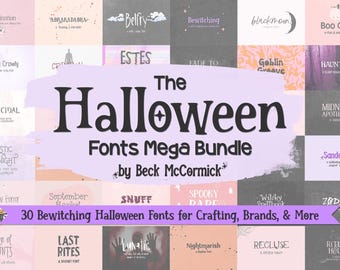 Halloween Font Mega Bundle Volume 2 : 30 Spooky Fonts for Cricut, Procreate, Silhouette, Goodnotes