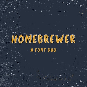 Duo de Fontes Homebrewer - Fontes para Procreate, Fonte Manuscrita Excêntrica, Fonte de Contorno, Letras em Bolha, Fonte Texturizada, Fonte de Pincel, Fonte Áspera