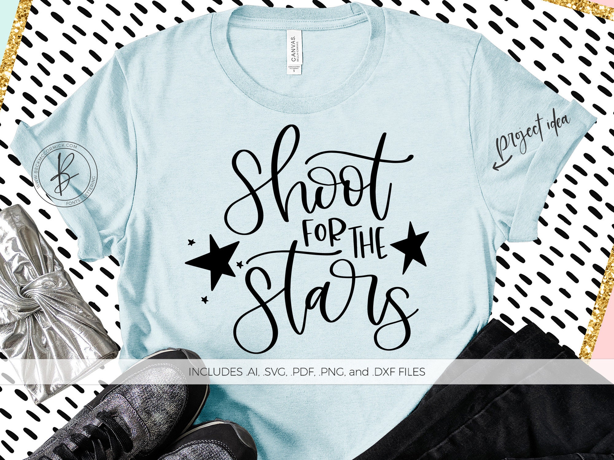 Shoot for the Stars SVG Silhouette Cut File Handlettered Etsy