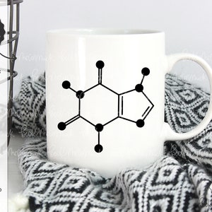 Caféine SVG - SVG de structure moléculaire - Science Svg - téléchargement immédiat Cricut - Cricut Svg - Svg de molécule de caféine - tasse à café SVG