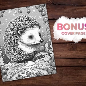 30 Cute Porcupines Animal Coloring Page Book, Adults + kids Instant Download Grayscale Coloring Page, Printable PDF, Feast, Family, Cute image 2