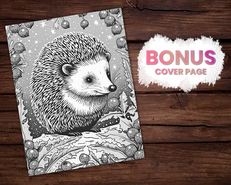 30 Cute Porcupines Animal Coloring Page Book, Adults + kids Instant Download Grayscale Coloring Page, Printable PDF, Feast, Family, Cute image 2