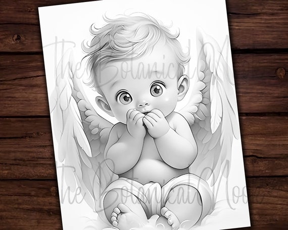Little Angel Baby Anime Valentine's Easter Coloring Page, Adults
