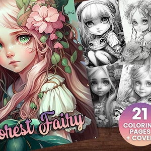 Delicate Forest Fairy Girls Fantasy Coloring Book Pt 2 , Adults + Kids ...