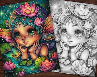 Adorable Girly Baby Gnome Cute Coloring Page, Adults kids Instant Download - Grayscale Coloring PDF, Cute Gnome, Forest cute, gnome love