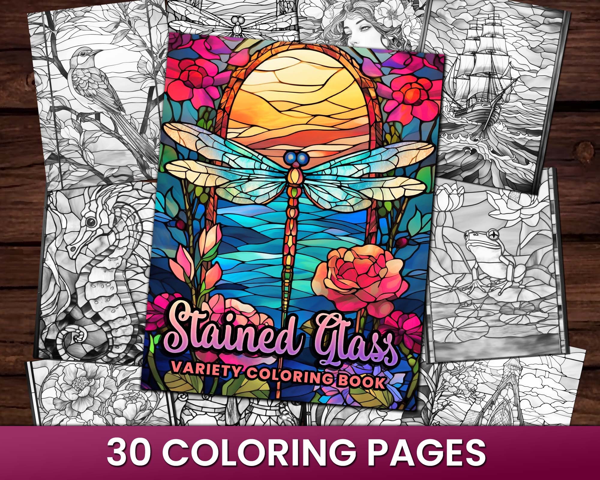 34 Stained Glass Crafts Kids Can Make 31 30 Stained Glass Variety Pack Coloring Pages Book, Adults + kids-…