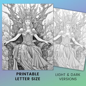 11 Elf Queens Coloring Book, Adults + Kids- Download - Grayscale ...