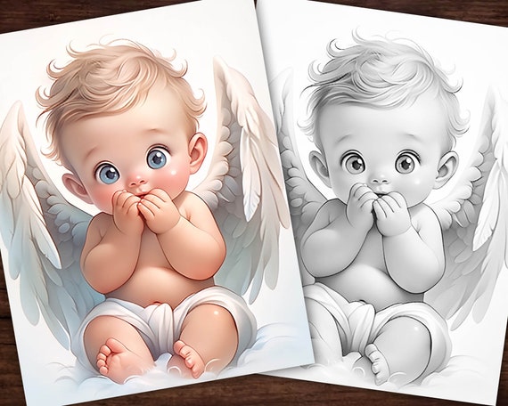 Little Angel Baby Anime Valentine's Easter Coloring Page, Adults