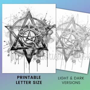 26 Pentagrams Coloring Book, Adults Kids Download Grayscale Coloring ...
