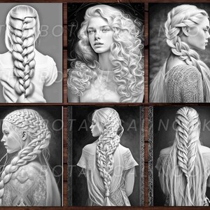 Beautiful Hair Coloring Page Book, Adults + Kids Instant Download