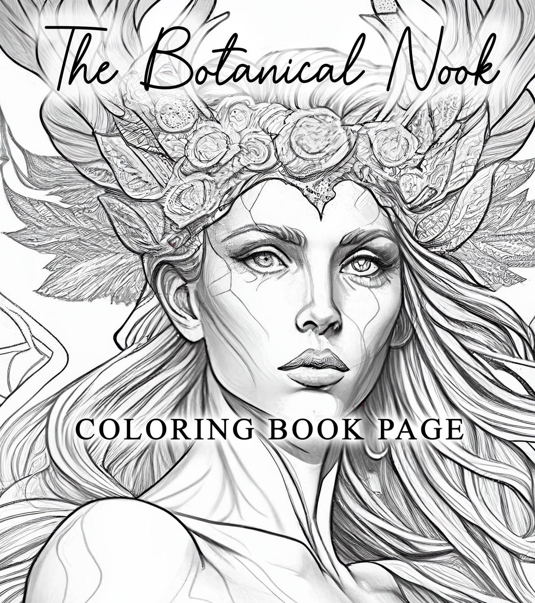 Elegant Fantasy Fairy Woman Coloring Page, Adults + Kids- Instant ...