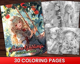 30 ページのマンガ アニメ ダーリン ラブ ぬりえ、大人向け即時ダウンロード - グレースケールのぬりえページ - 印刷可能な PDF、アニメ、マンガ、ポップ マンガ