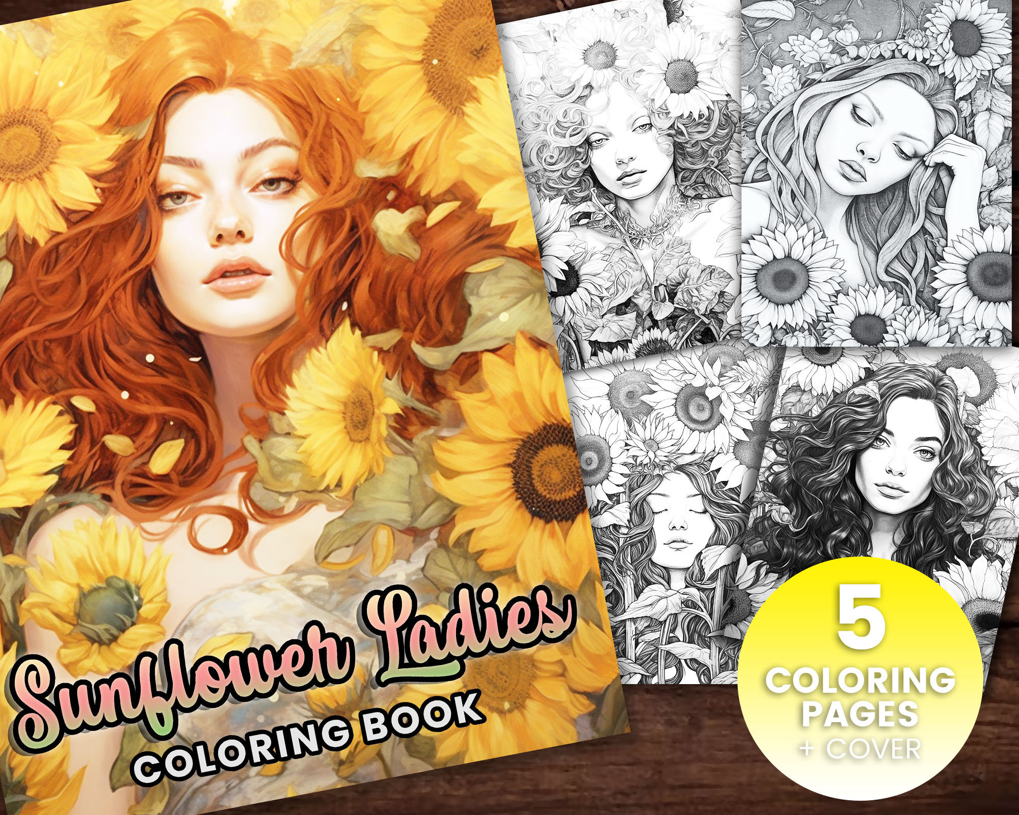 41 Creative Sunflower Crafts for Kids 27 5 Sunflower Ladies Coloring Page, Adults + kids- Download -…