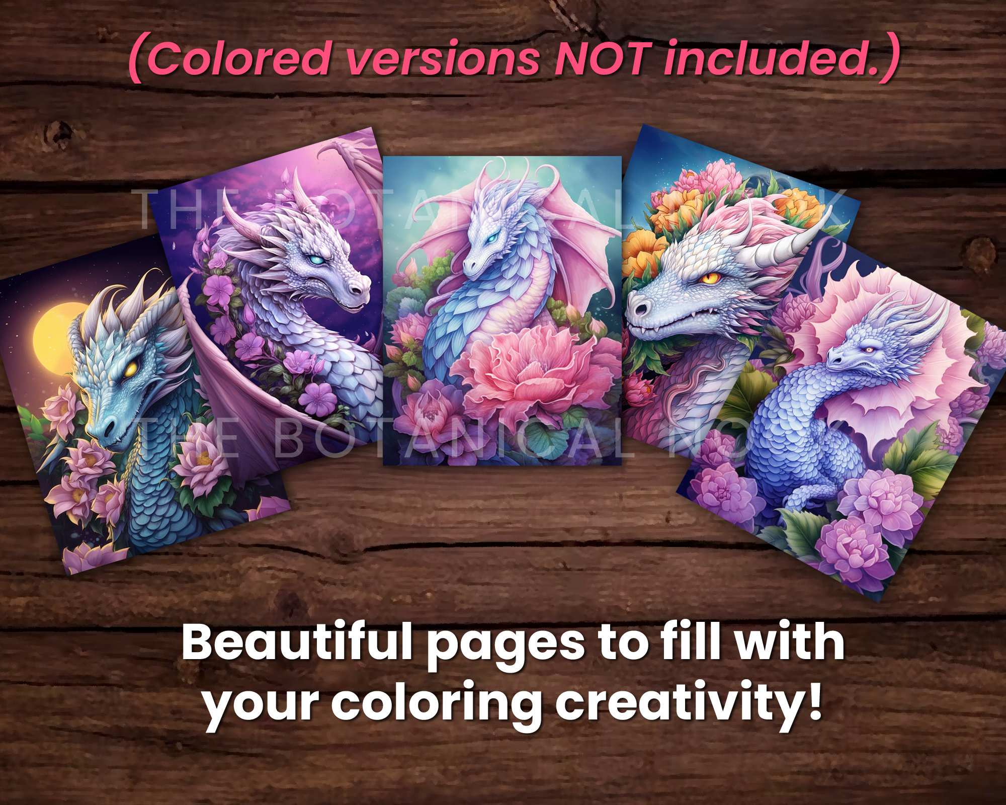 28 bloeiende draken bloem fantasie kleurplaat boek, volwassenen + kinderen  - Instant Download - grijswaarden kleurplaat, afdrukbare PDF, Dragon - Etsy  België, image size:2000x1600