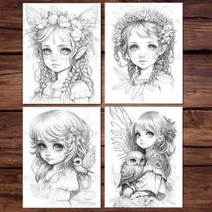Delicate Forest Fairy Girls Fantasy Anime Coloring Page, Adults Kids ...
