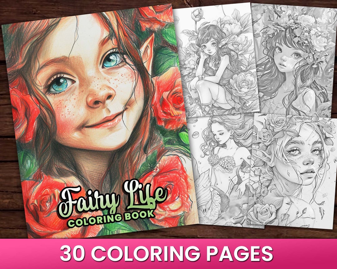 30 Fairy Life Cute Variety Pack Coloring Pages Book, Adults + Kids ...