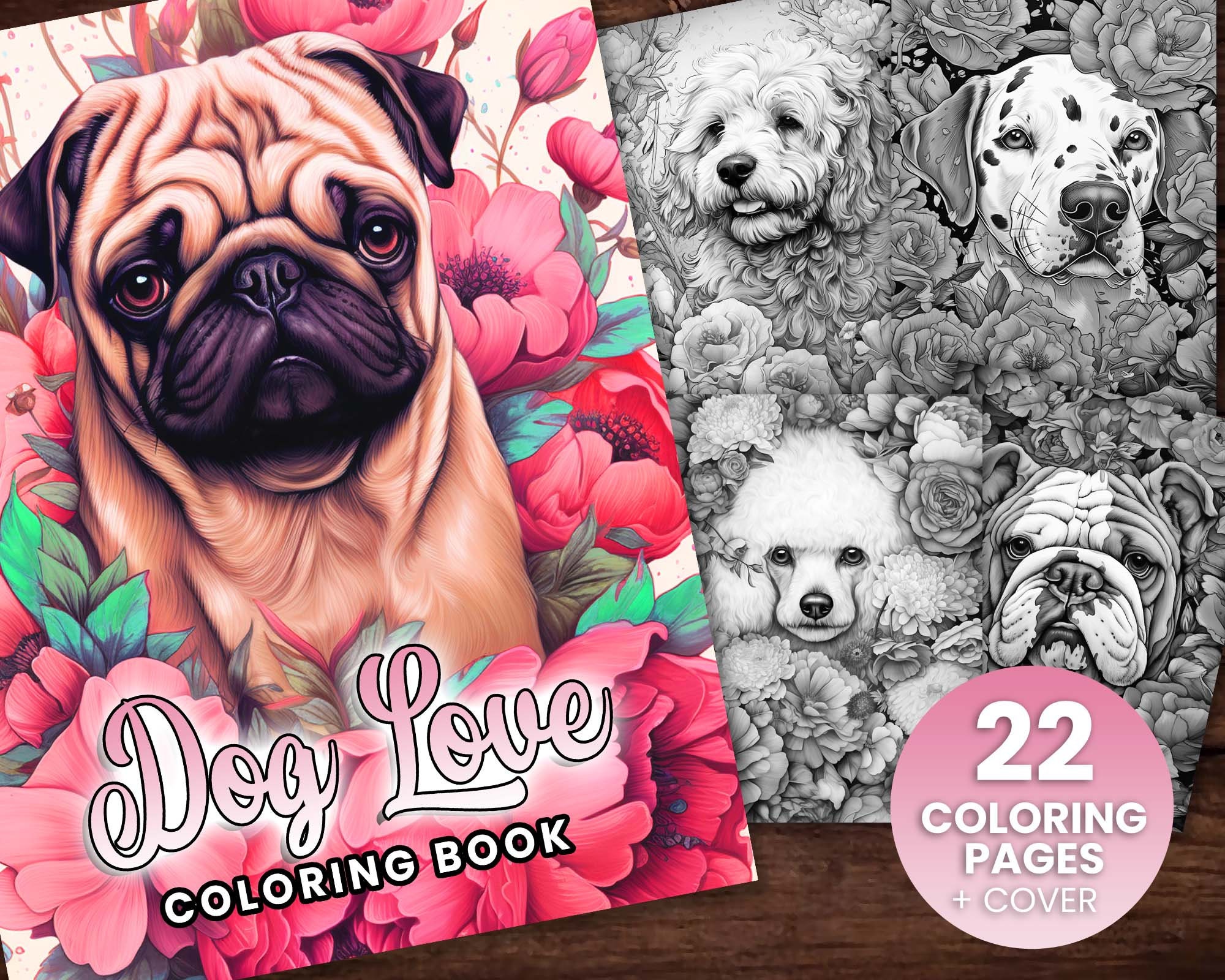 Dogs With Mandalas Adult Coloring Book: Love Dogs Beautiful Cute Dogs for  Stress Relief and Relaxation 30 Pages 8.5 X 11 DOWNLOAD 