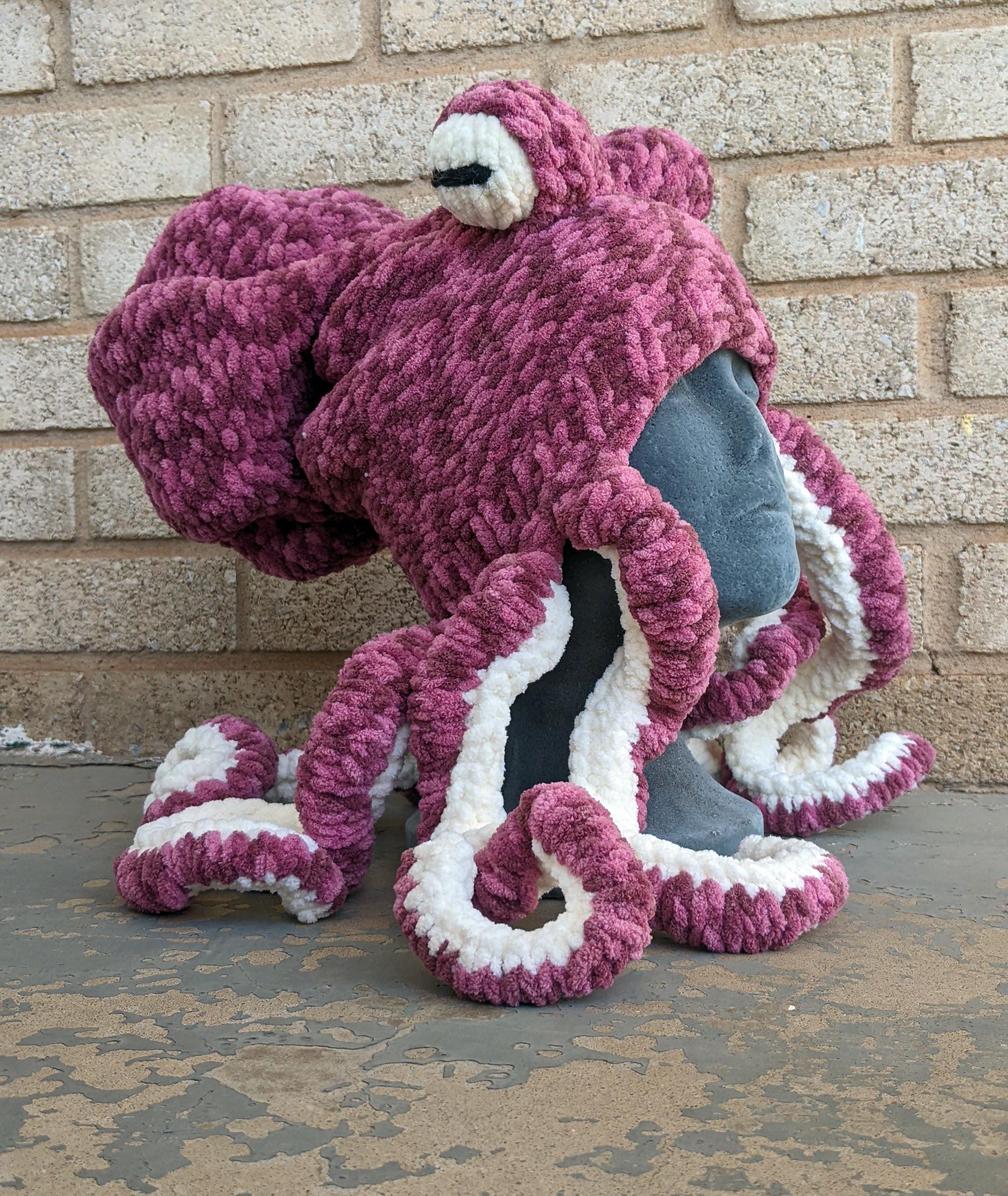 Handmade Fuchsia Octopus Hat With Tentacles – Original Knit 