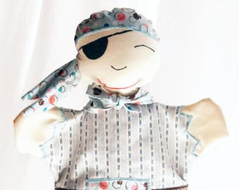 Hand puppet pirate, Pirate toy,  handmade puppet pirate, gift for baby boy, glove puppet pirate