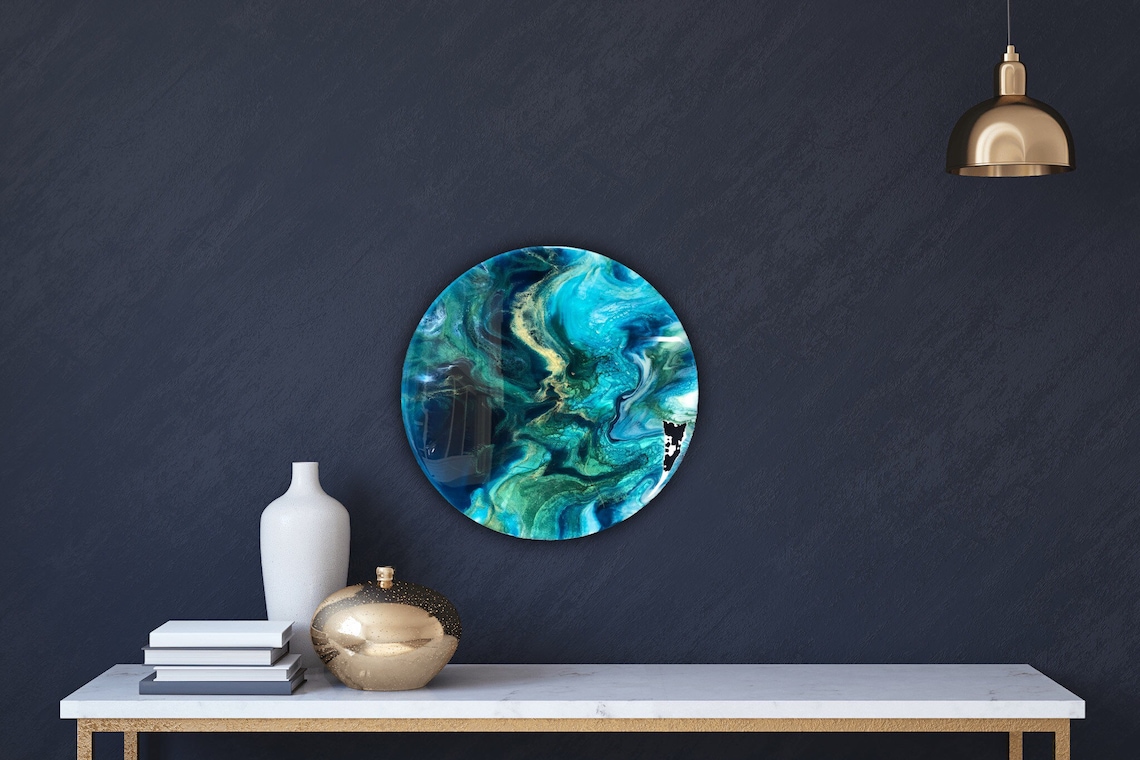 round Resin Wall Art with lots of details Etsy