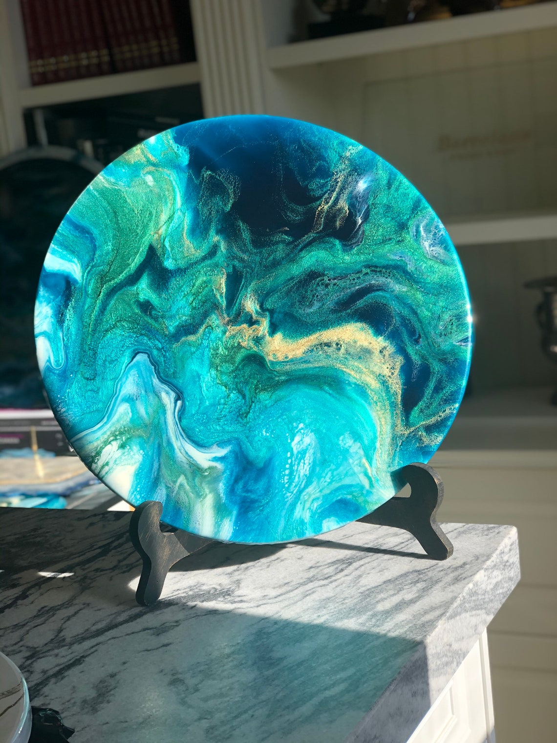 round Resin Wall Art with lots of details Etsy