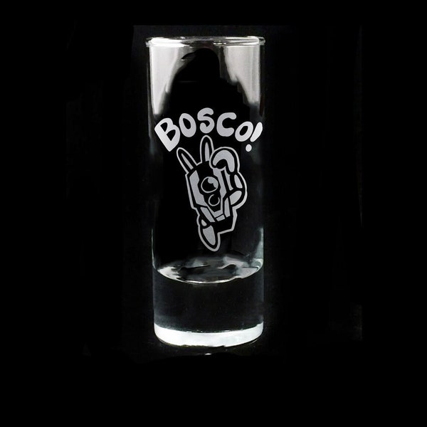 Fan Art Bosco DRG Dwarf Sand Blasted Etched Shot Glass Gaming MEME