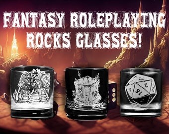 Roleplaying Fantasy Heroes and Monster Wizard Rocks Glasses- Wizard Designs Buy More Save More! Tabletop Gifts