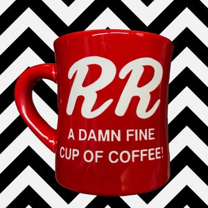 FAN ART RR Diner Mug Inspired Design Custom Etched Mug Ceramic Red Coffee Tea Cup Twin Peaks Damn Fine Cup of Coffee