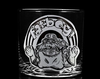 FAN ART Fatboy Engineer Overclock Whiskey Glass - Lowball, Dishwasher Safe