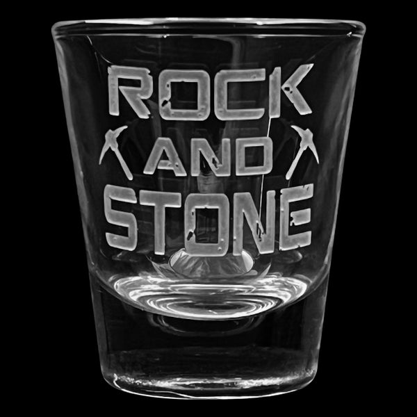 Fan Art Rock And Stone Dwarf Inspired Custom Sand Blasted Etched Shot Glass Gaming