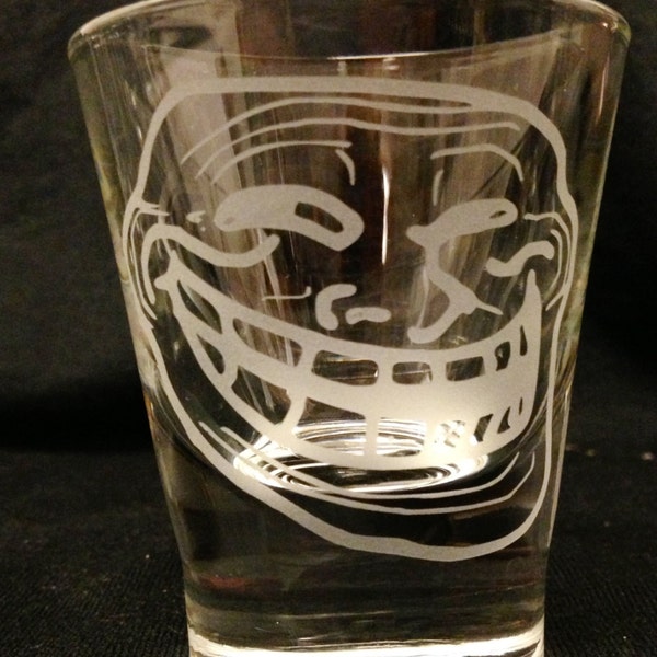 Troll Rage Face Meme Custom Etched Shot Glass