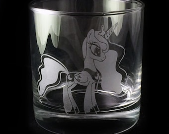 FAN ART Princess Luna Engraved Rocks Glass - Dishwasher Safe