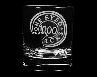 FAN ART One Eyed Jacks Whiskey Glass - Dishwasher Safe Rocks