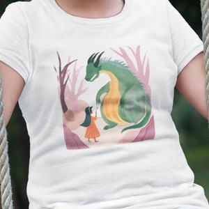 Mädchen trifft Drachen magische wunderliche Cottage Kern Fantasie Shirt Drachen Bücher Liebhaber Shirt Drachen Tee Leser Kinder Drachen Jugend Drachen Shirt